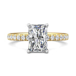 14K Gold Yellow/White Micropave Engagement Ring from the Micropave collection - DERM89_14KYW_Rad_9.5X6.5_Prm_H-I_SI1