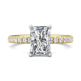 14K Gold Yellow/White Micropave Engagement Ring from the Micropave collection - DERM89_14KYW_Rad_9.5X6.5_Prm_H-I_SI1