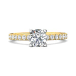 14K Gold Yellow/White Micropave Engagement Ring from the Micropave collection - DERM89_14KYW_Rd_6.5_Prm_H-I_SI1