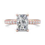 18K Gold Pink Micropave Engagement Ring from the Micropave collection - DERM89_18KP_Rad_9.5X6.5_Prm_H-I_SI1