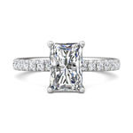 18K Gold White Micropave Engagement Ring from the Micropave collection - DERM89_18KW_Rad_9.5X6.5_Prm_H-I_SI1