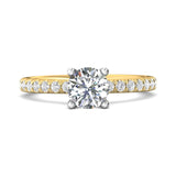 18K Gold White/Yellow Micropave Engagement Ring from the Micropave collection - DERM89_18KWY_Rd_6.5_Prm_H-I_SI1