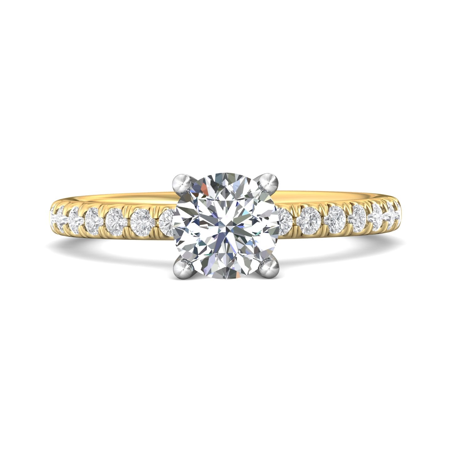 18K Gold White/Yellow Micropave Engagement Ring from the Micropave collection - DERM89_18KWY_Rd_6.5_Prm_H-I_SI1