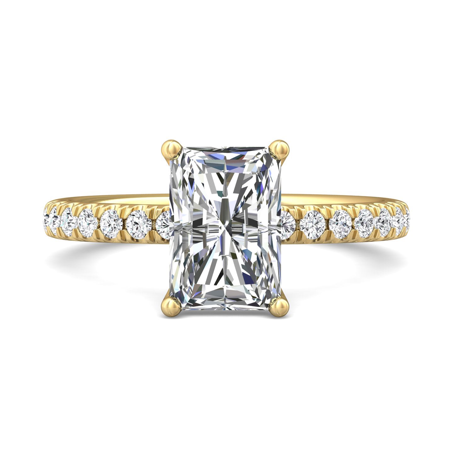 18K Gold Yellow Micropave Engagement Ring from the Micropave collection - DERM89_18KY_Rad_9.5X6.5_Prm_H-I_SI1