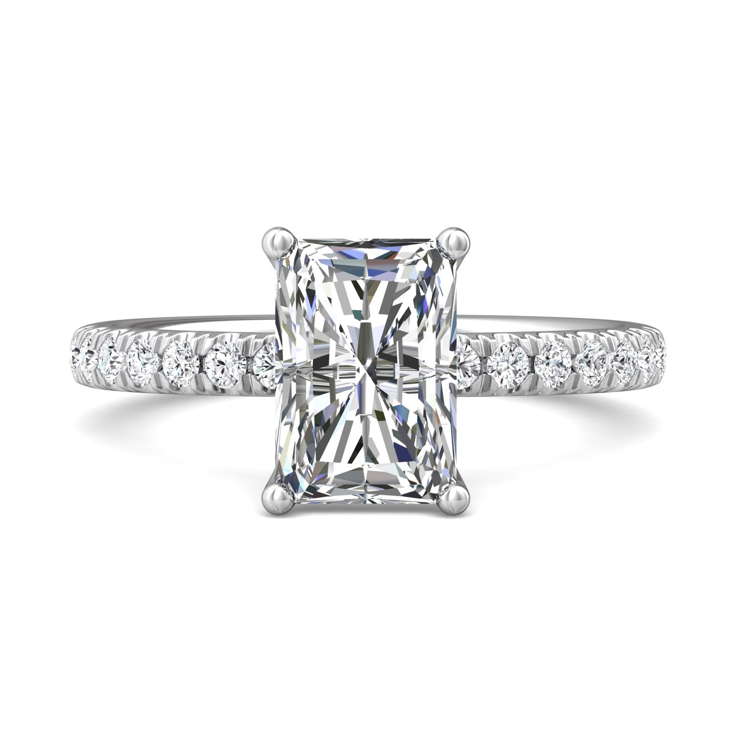 Platinum White Micropave Engagement Ring from the Micropave collection - DERM89_PlatW_Rad_9.5X6.5_Prm_H-I_SI1