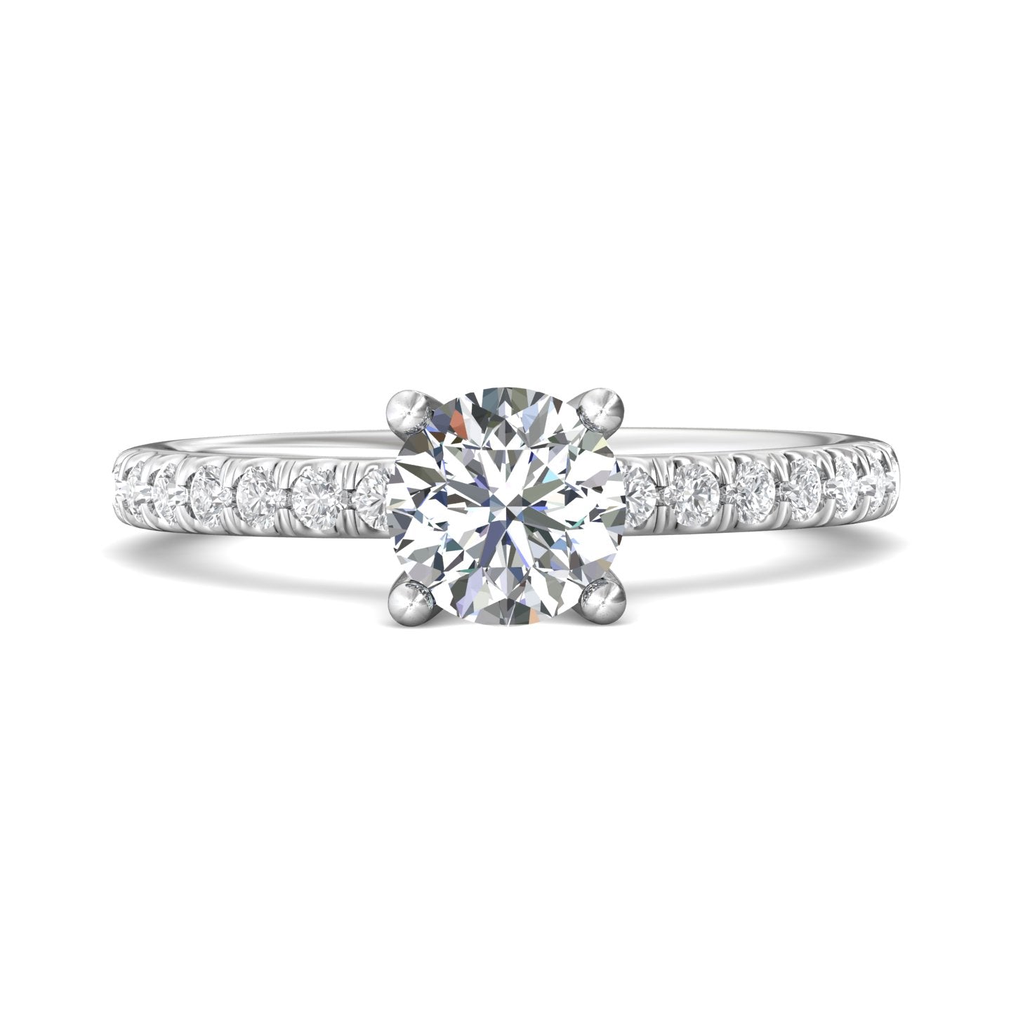 Platinum White Micropave Engagement Ring from the Micropave collection - DERM89_PlatW_Rd_6.5_Prm_H-I_SI1
