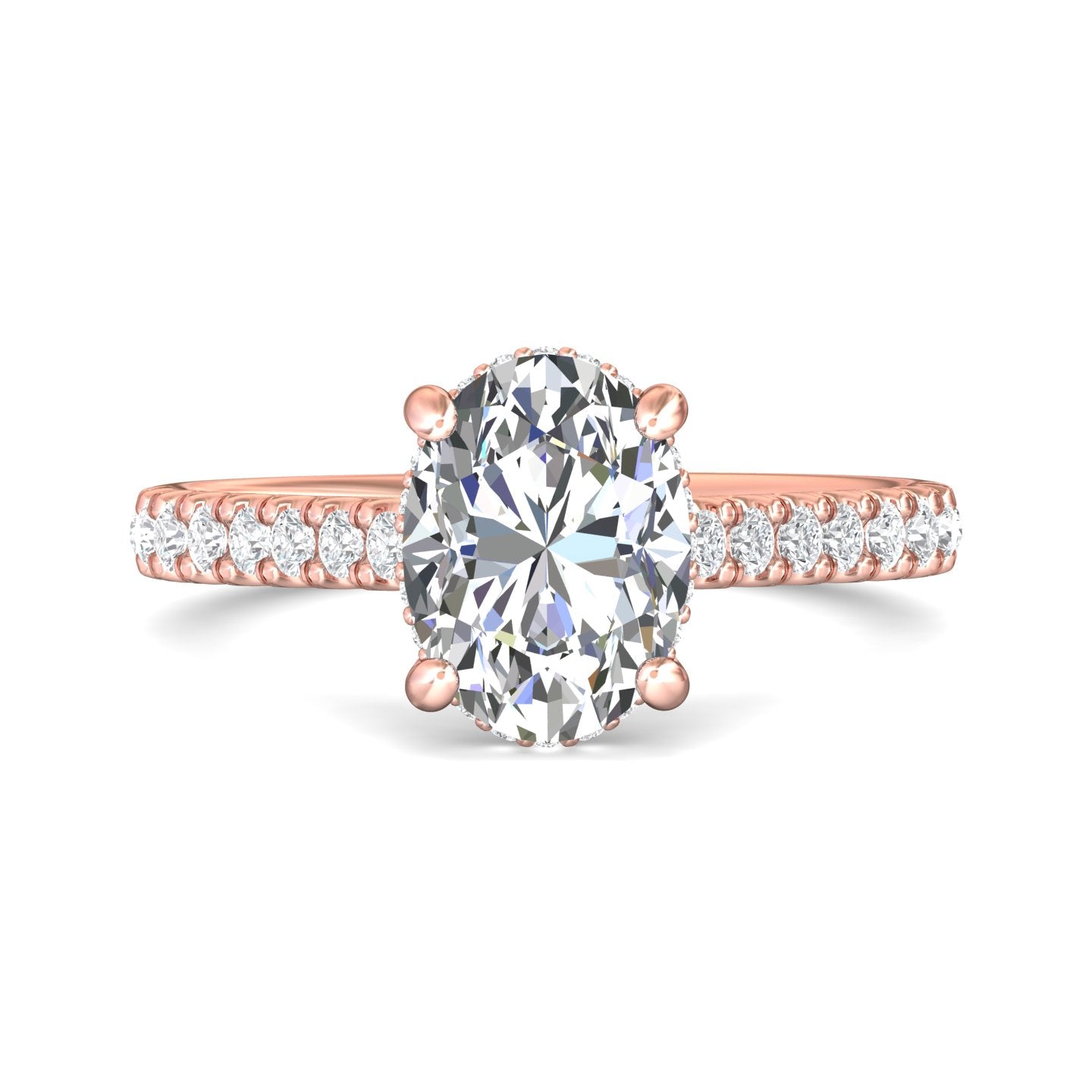 14K Gold Pink Micropave Engagement Ring from the Micropave collection - DERM91M_14KP_Ov_9.7X7.2_Prm_H-I_SI1