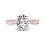 14K Gold Pink Micropave Engagement Ring from the Micropave collection - DERM91M_14KP_Ov_9.7X7.2_Prm_H-I_SI1