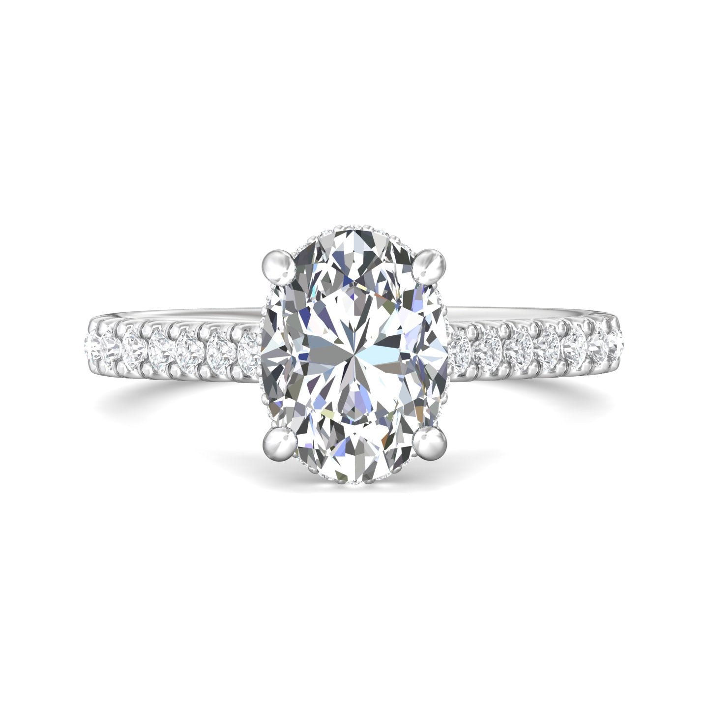 14K Gold White Micropave Engagement Ring from the Micropave collection - DERM91M_14KW_Ov_9.7X7.2_Prm_H-I_SI1