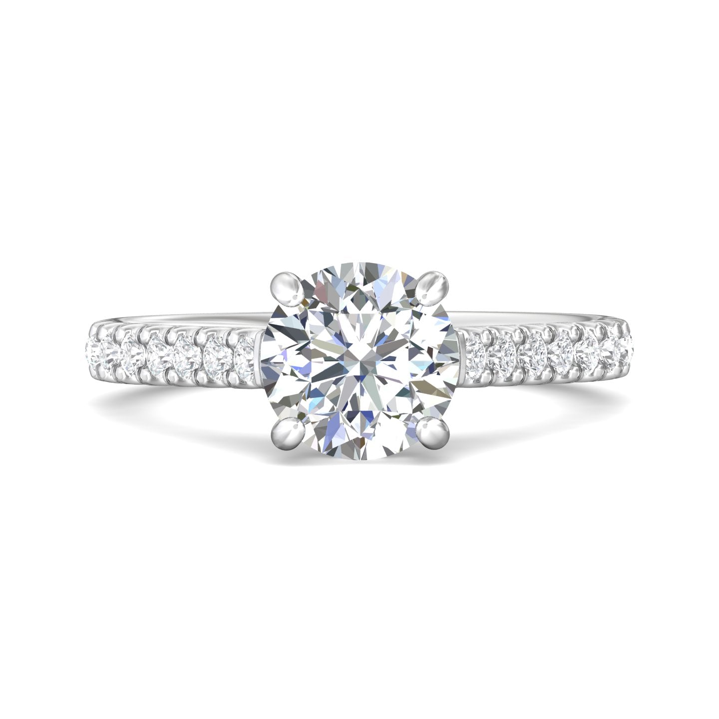 14K Gold White Micropave Engagement Ring from the Micropave collection - DERM91M_14KW_Rd_7.5_Prm_H-I_SI1