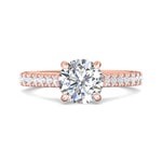 18K Gold Pink Micropave Engagement Ring from the Micropave collection - DERM91M_18KP_Rd_7.5_Prm_H-I_SI1
