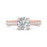 18K Gold Pink Micropave Engagement Ring from the Micropave collection - DERM91M_18KP_Rd_7.5_Prm_H-I_SI1