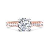 18K Gold White/Pink Micropave Engagement Ring from the Micropave collection - DERM91M_18KWP_Rd_7.5_Prm_H-I_SI1