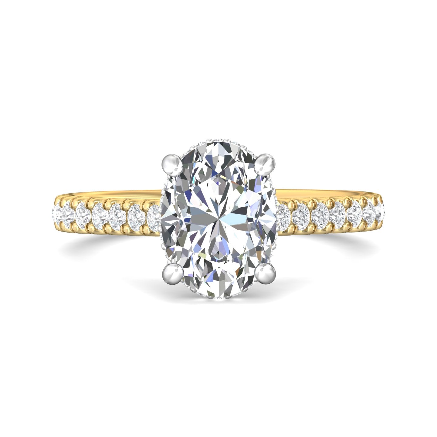 18K Gold White/Yellow Micropave Engagement Ring from the Micropave collection - DERM91M_18KWY_Ov_9.7X7.2_Prm_H-I_SI1