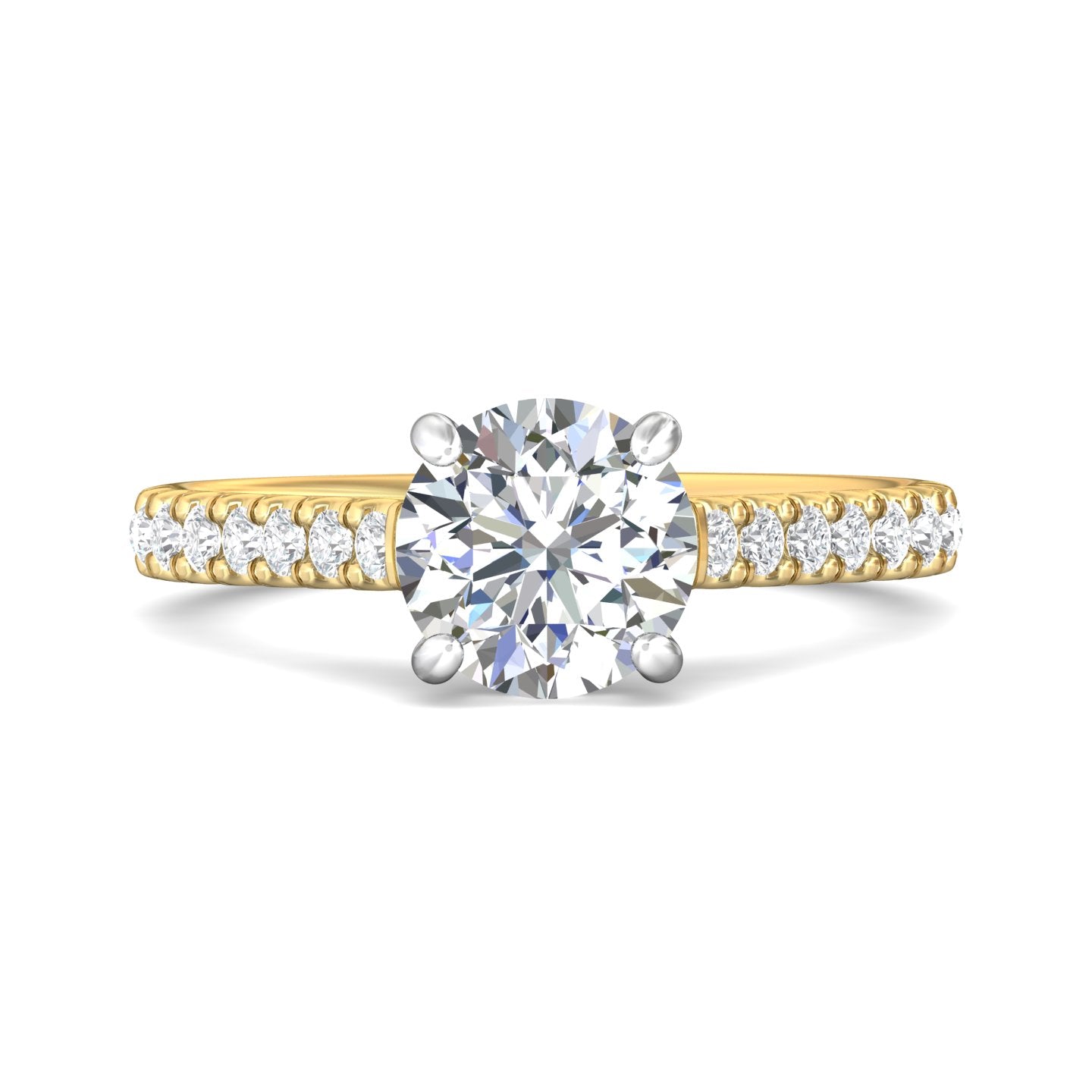 18K Gold White/Yellow Micropave Engagement Ring from the Micropave collection - DERM91M_18KWY_Rd_7.5_Prm_H-I_SI1