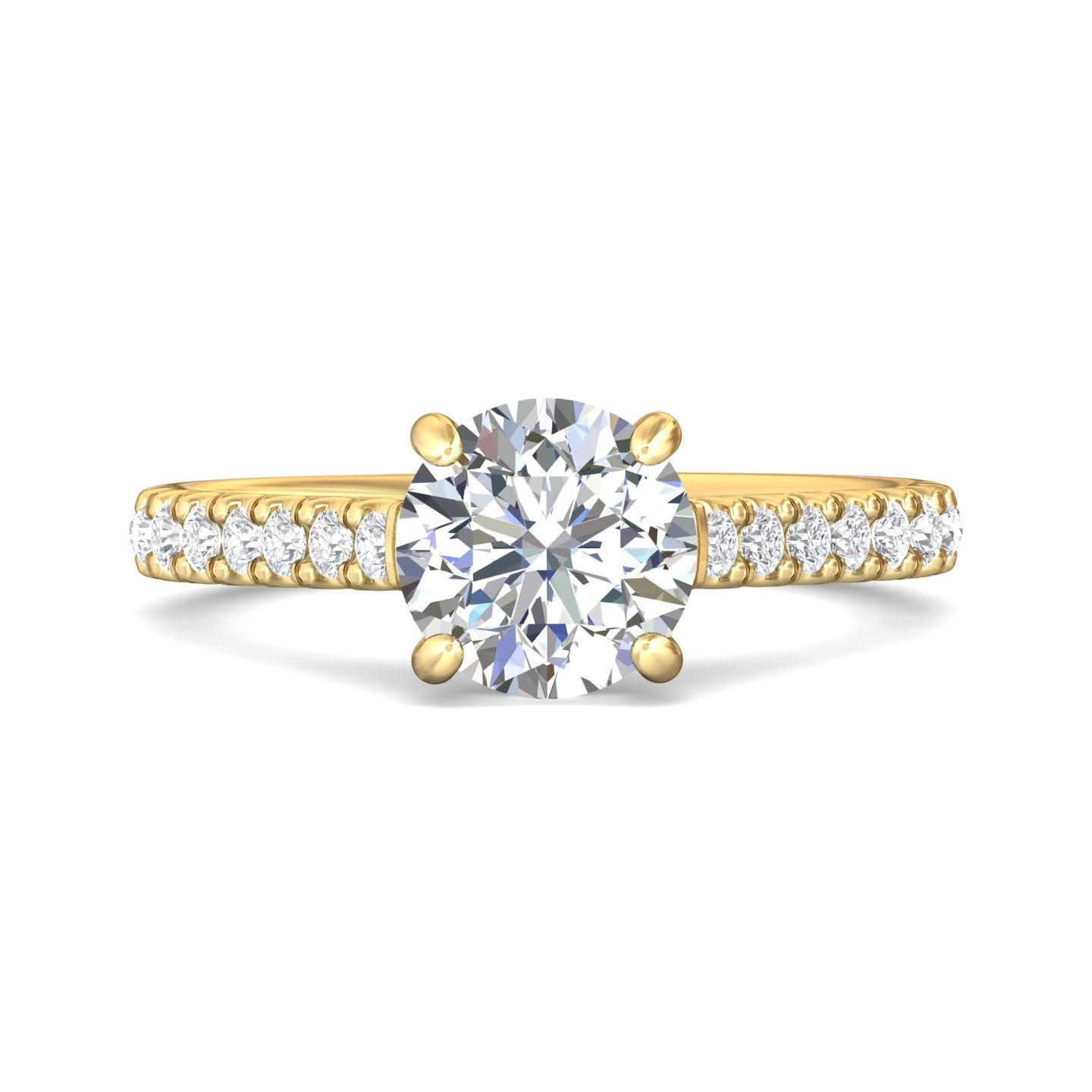 18K Gold Yellow Micropave Engagement Ring from the Micropave collection - DERM91M_18KY_Rd_7.5_Prm_H-I_SI1