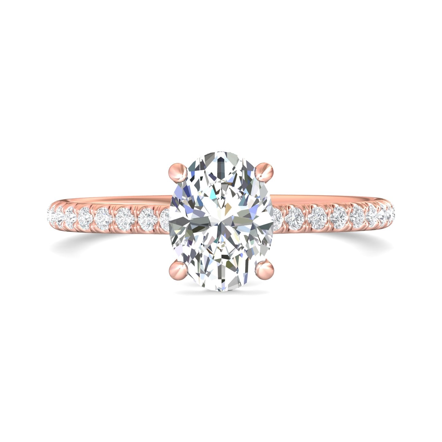 14K Gold Pink Micropave Engagement Ring from the Micropave collection - DERM92XS_14KP_Ov_8x6_Prm_H-I_SI1