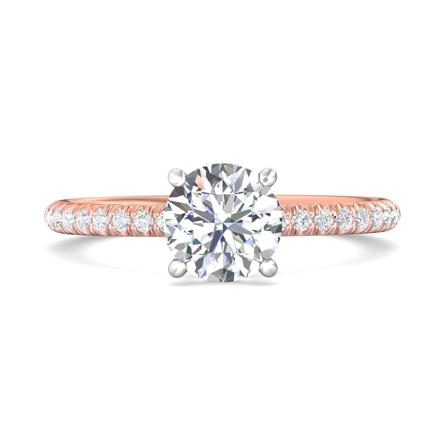 14K Gold Pink/White Micropave Engagement Ring from the Micropave collection - DERM92XS_14KPW_Rd_6.5_Prm_H-I_SI1