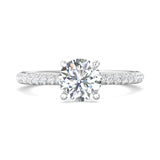 14K Gold White Micropave Engagement Ring from the Micropave collection - DERM92XS_14KW_Rd_6.5_Prm_H-I_SI1