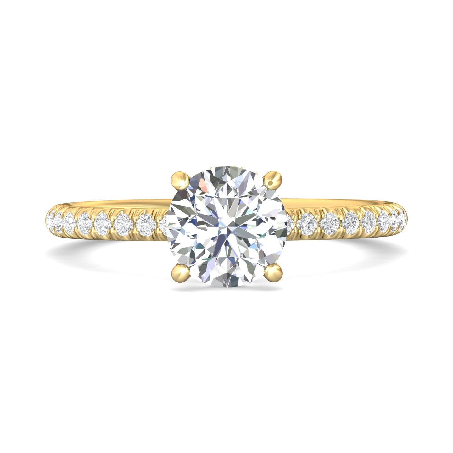 14K Gold Yellow Micropave Engagement Ring from the Micropave collection - DERM92XS_14KY_Rd_6.5_Prm_H-I_SI1