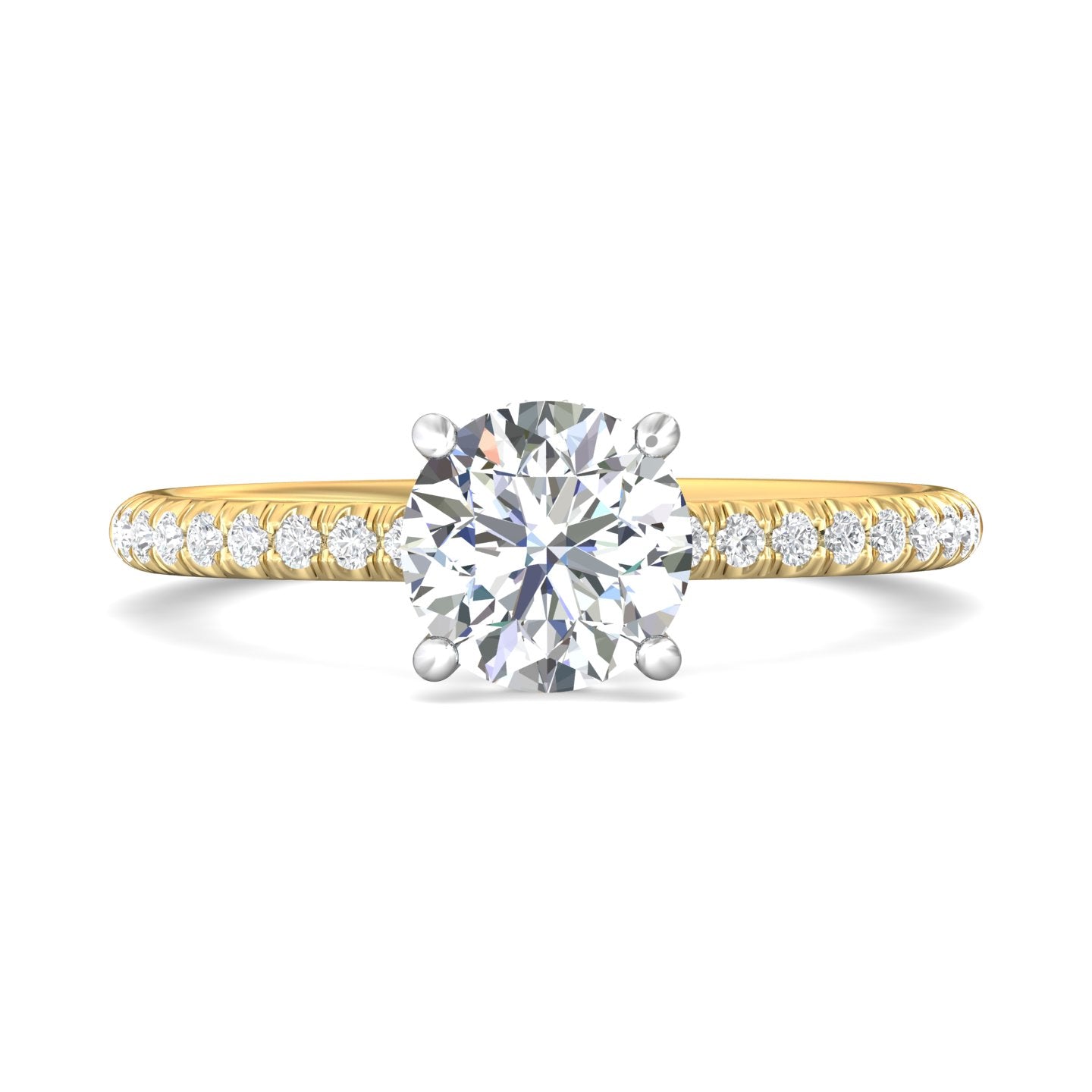 14K Gold Yellow/White Micropave Engagement Ring from the Micropave collection - DERM92XS_14KYW_Rd_6.5_Prm_H-I_SI1