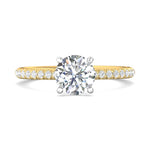 14K Gold Yellow/White Micropave Engagement Ring from the Micropave collection - DERM92XS_14KYW_Rd_6.5_Prm_H-I_SI1