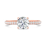 18K Gold Pink Micropave Engagement Ring from the Micropave collection - DERM92XS_18KP_Rd_6.5_Prm_H-I_SI1