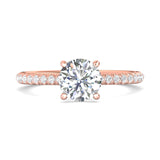 18K Gold Pink Micropave Engagement Ring from the Micropave collection - DERM92XS_18KP_Rd_6.5_Prm_H-I_SI1