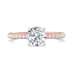 18K Gold White/Pink Micropave Engagement Ring from the Micropave collection - DERM92XS_18KWP_Rd_6.5_Prm_H-I_SI1