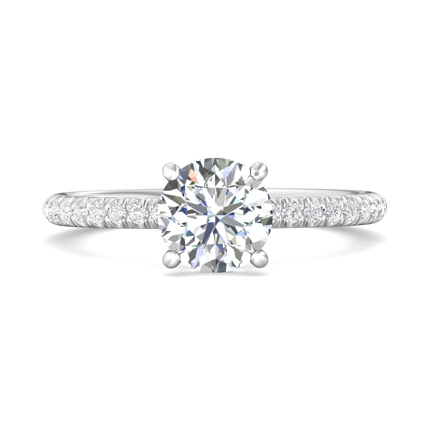Platinum White Micropave Engagement Ring from the Micropave collection - DERM92XS_PlatW_Rd_6.5_Prm_H-I_SI1