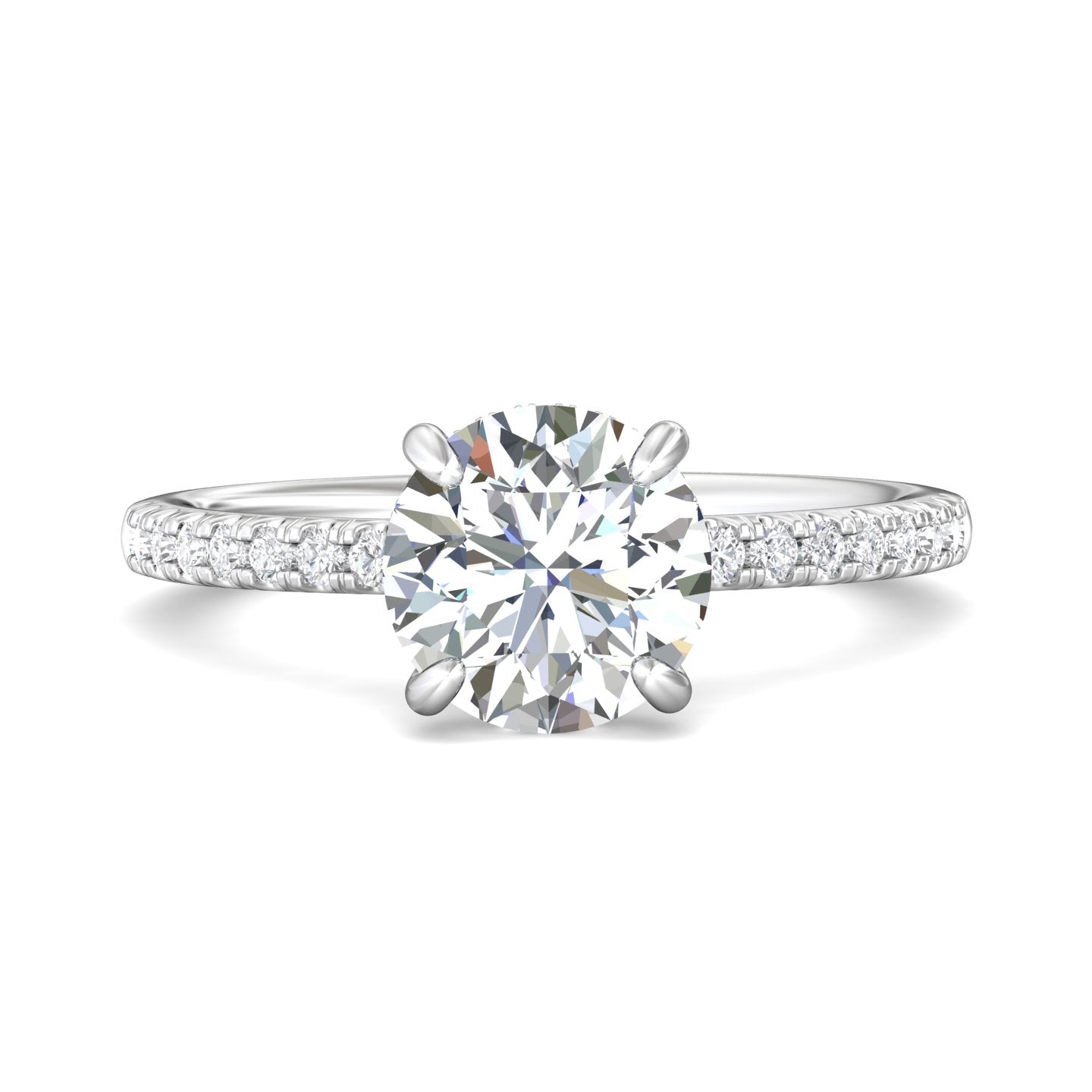 Platinum White Micropave Engagement Ring from the Micropave collection - DERM93XS2_PlatW_Rd_8.0_Std_H-I_SI2