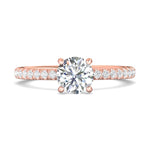 14K Gold Pink Micropave Engagement Ring from the Micropave collection - DERM94XS_14KP_Rd_6.5_Prm_H-I_SI1