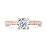 14K Gold Pink Micropave Engagement Ring from the Micropave collection - DERM94XS_14KP_Rd_6.5_Prm_H-I_SI1