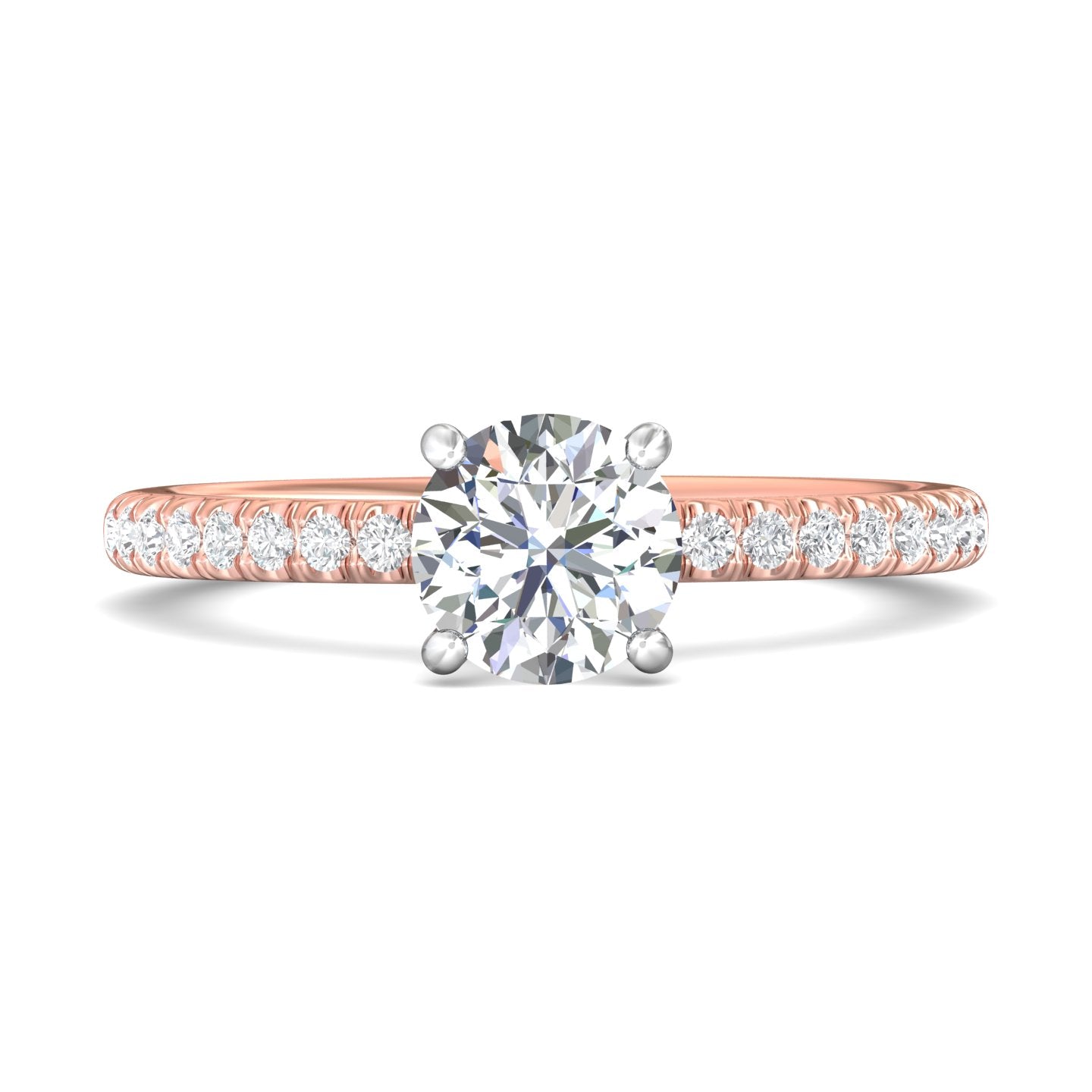 14K Gold Pink/White Micropave Engagement Ring from the Micropave collection - DERM94XS_14KPW_Rd_6.5_Prm_H-I_SI1