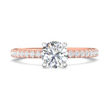 14K Gold Pink/White Micropave Engagement Ring from the Micropave collection - DERM94XS_14KPW_Rd_6.5_Prm_H-I_SI1