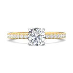 14K Gold Yellow/White Micropave Engagement Ring from the Micropave collection - DERM94XS_14KYW_Rd_6.5_Prm_H-I_SI1