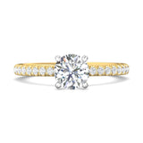 14K Gold Yellow/White Micropave Engagement Ring from the Micropave collection - DERM94XS_14KYW_Rd_6.5_Prm_H-I_SI1