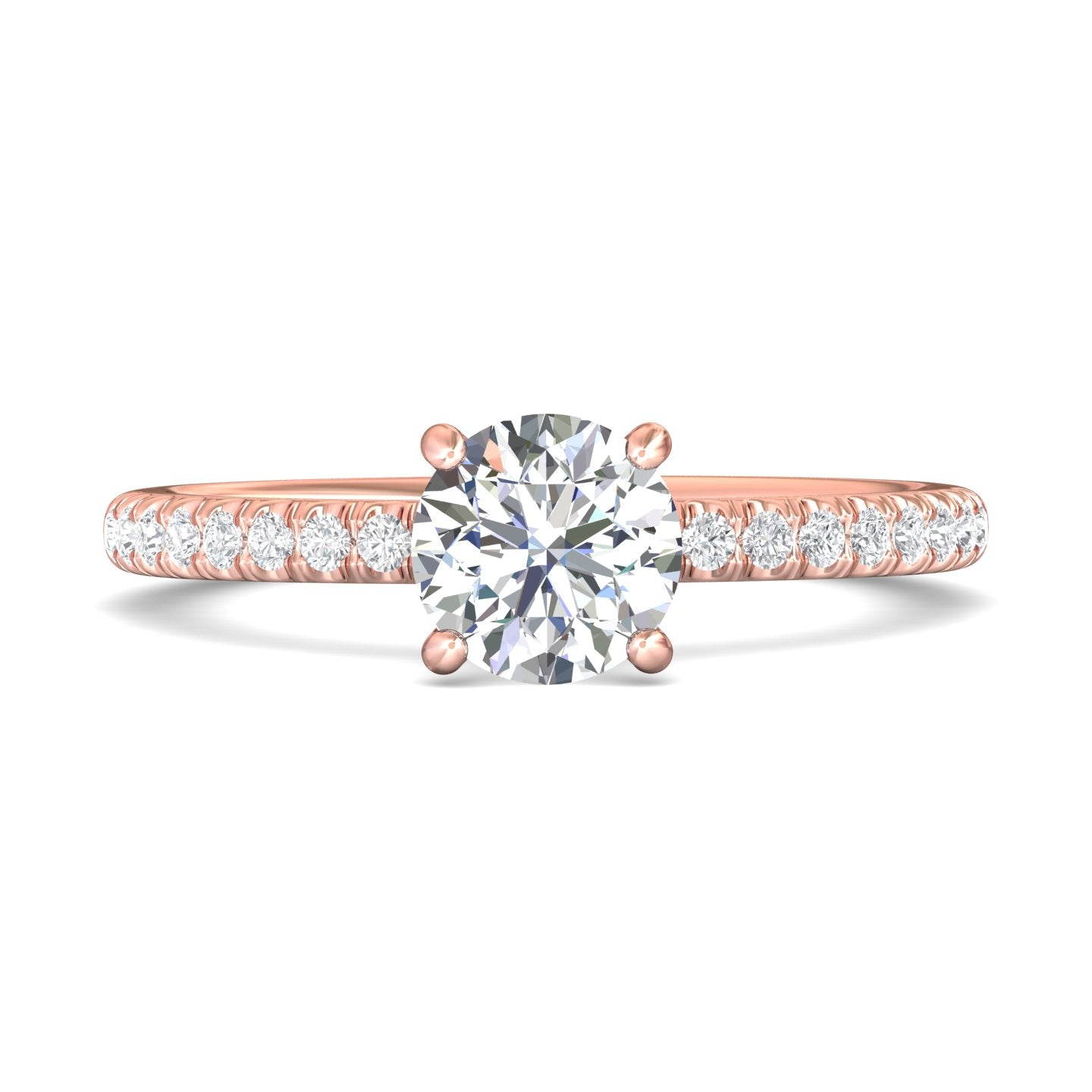 18K Gold Pink Micropave Engagement Ring from the Micropave collection - DERM94XS_18KP_Rd_6.5_Prm_H-I_SI1
