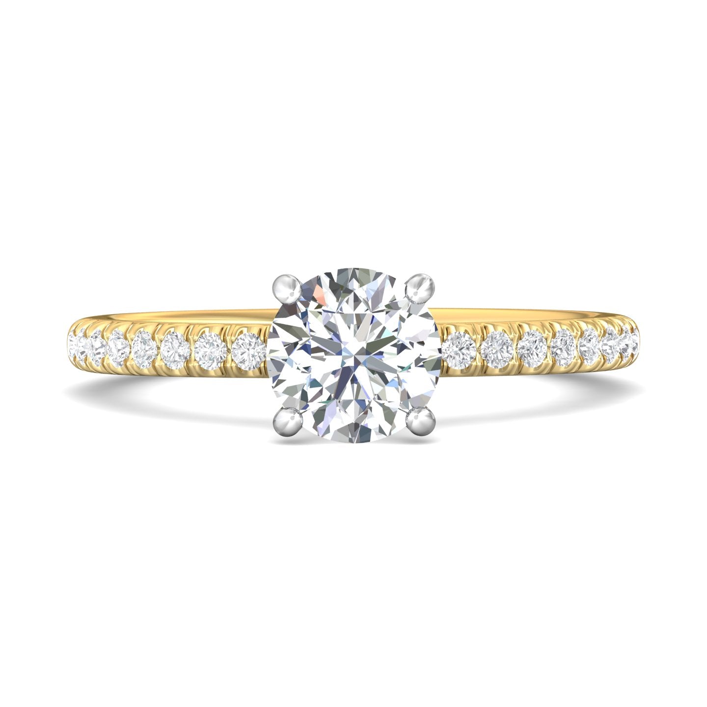 18K Gold White/Yellow Micropave Engagement Ring from the Micropave collection - DERM94XS_18KWY_Rd_6.5_Prm_H-I_SI1