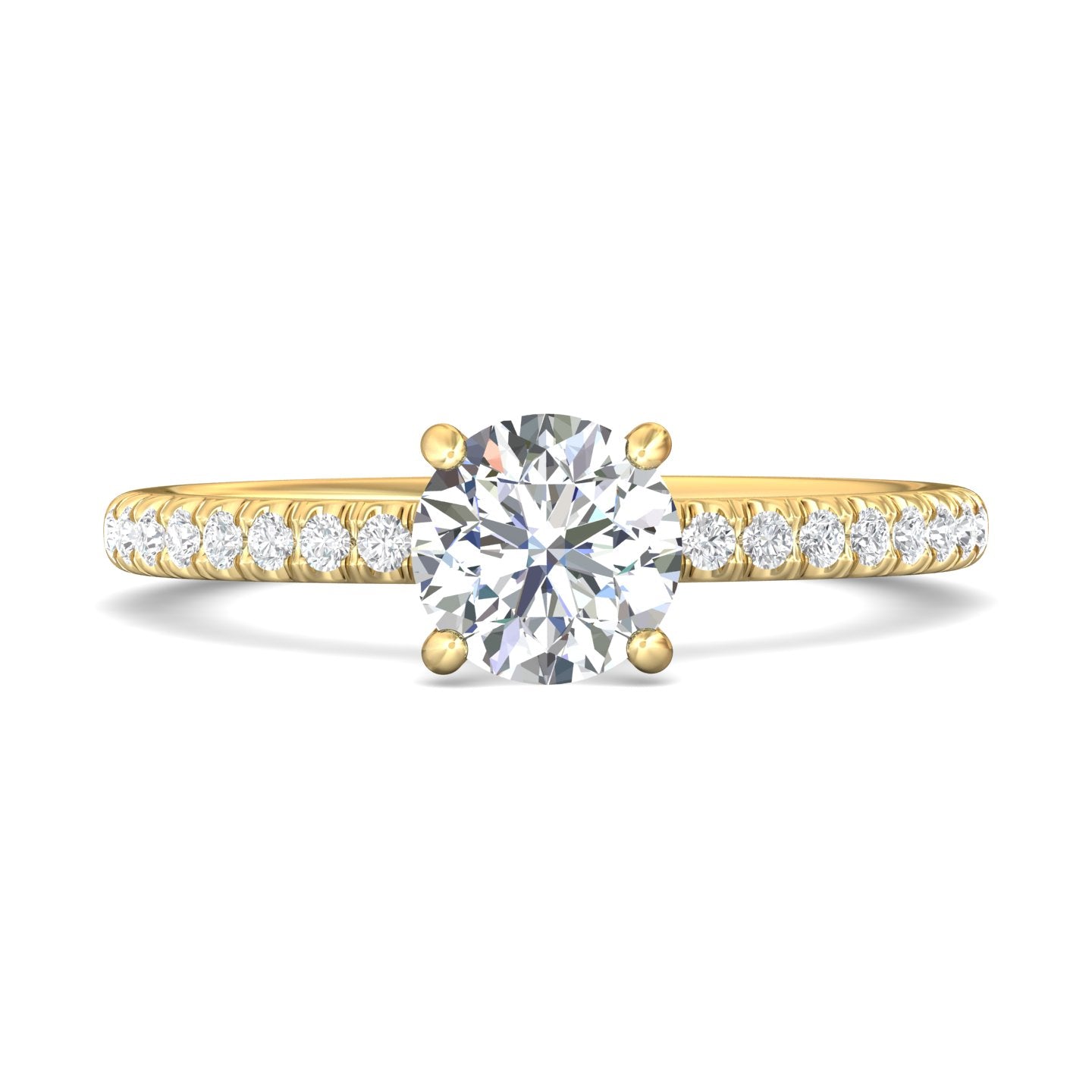 18K Gold Yellow Micropave Engagement Ring from the Micropave collection - DERM94XS_18KY_Rd_6.5_Prm_H-I_SI1