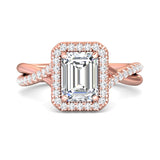 18K Gold Pink Split Shank Engagement Ring from the Split Shank collection - DERMH13R_18KP_Em_8X6_Prm_H-I_SI1