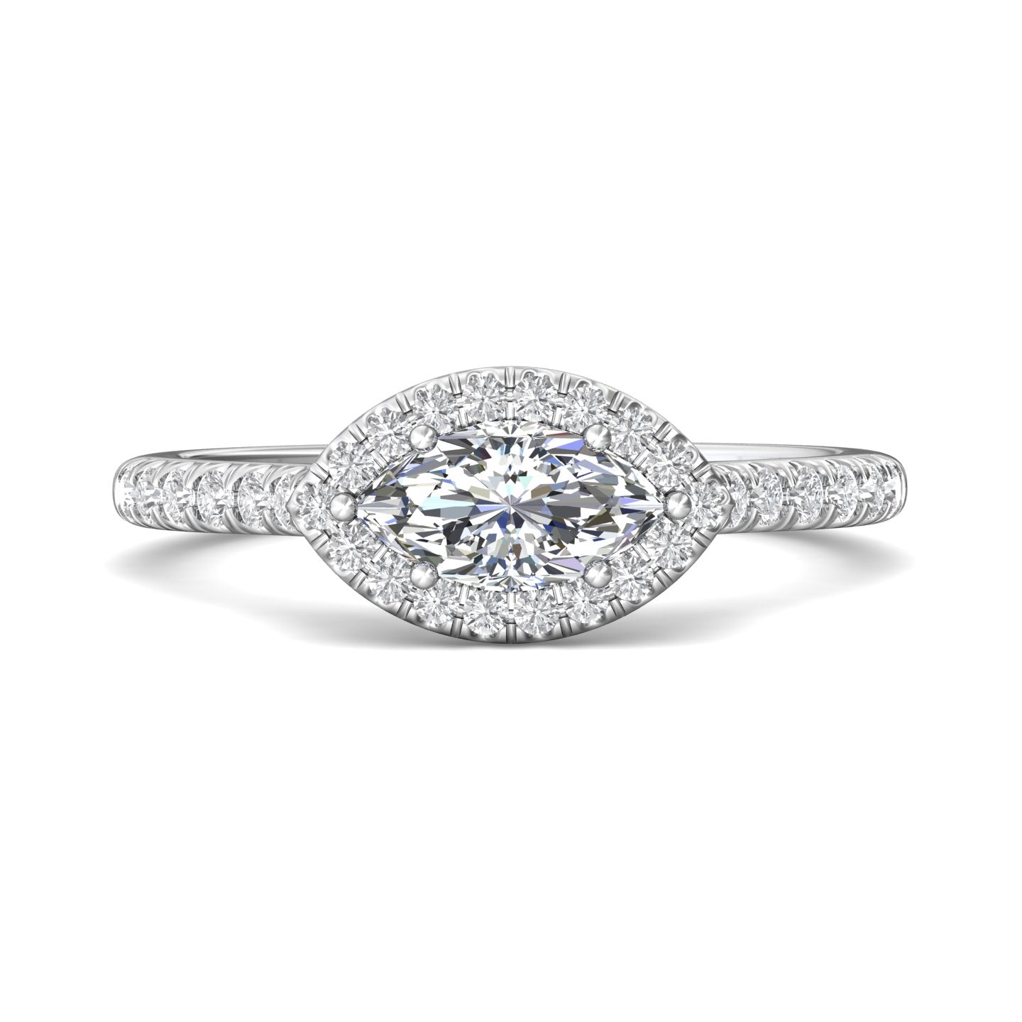 14K Gold White Micropave Halo Engagement Ring from the Micropave Halo collection - DERMH76R_14KW_MqH_8.5X4.5_Prm_H-I_SI1