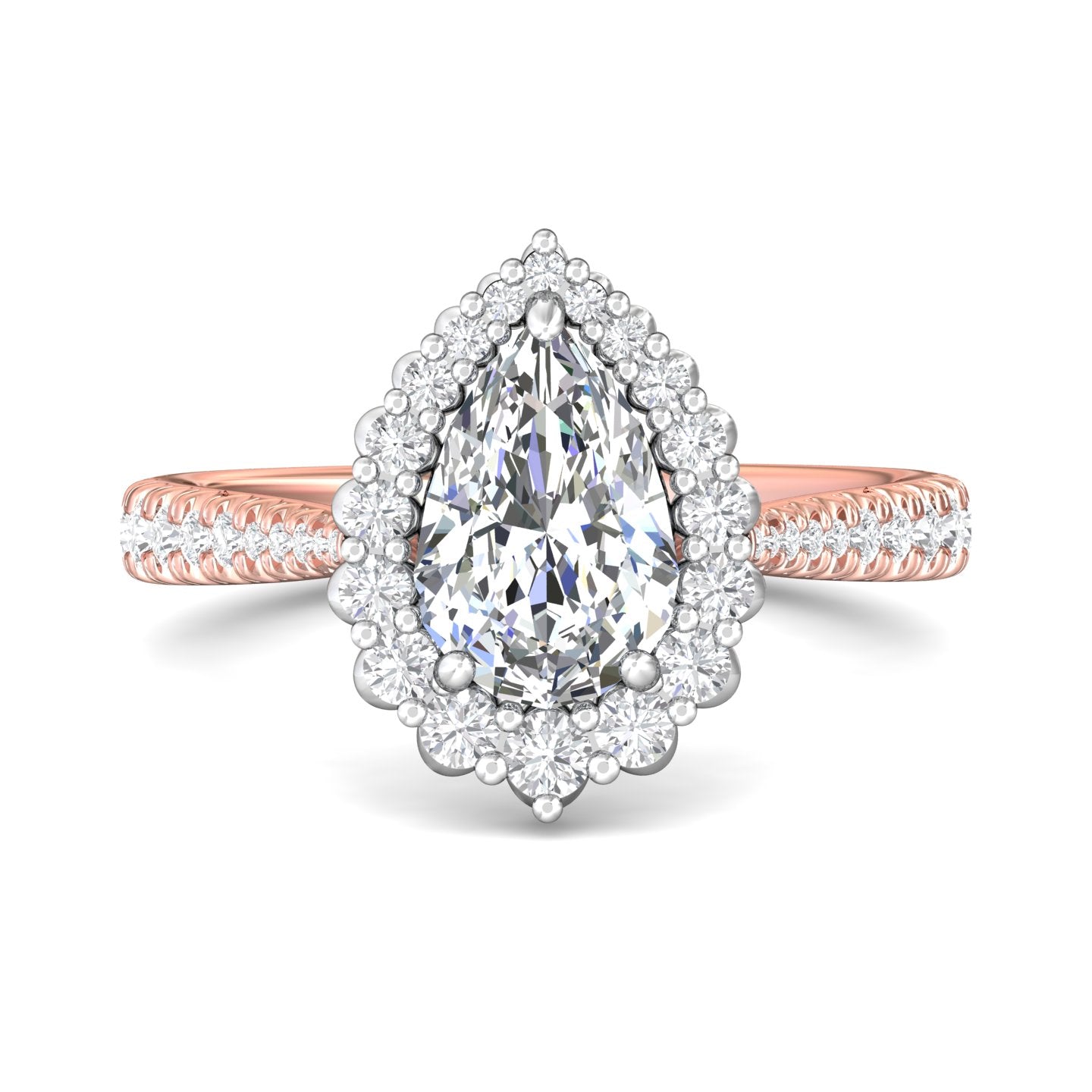 14K Gold Pink/White Micropave Halo Engagement Ring from the Micropave Halo collection - DERMH92XS_14KPW_PsH_9X6_Prm_H-I_SI1