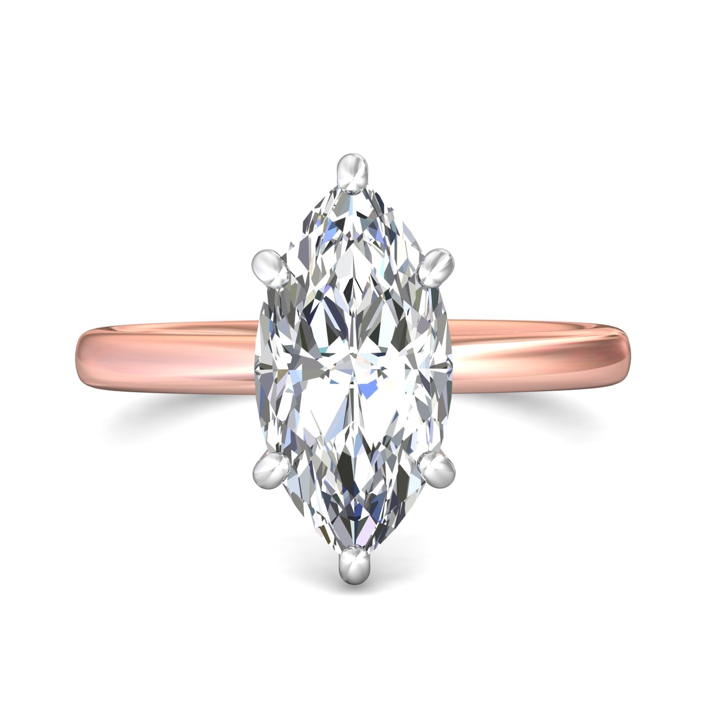 18K Gold White/Pink Solitaire Engagement Ring from the Solitaire collection - DERS28M_18KWP_Mq_14.8X7.5_Std_NA_NA