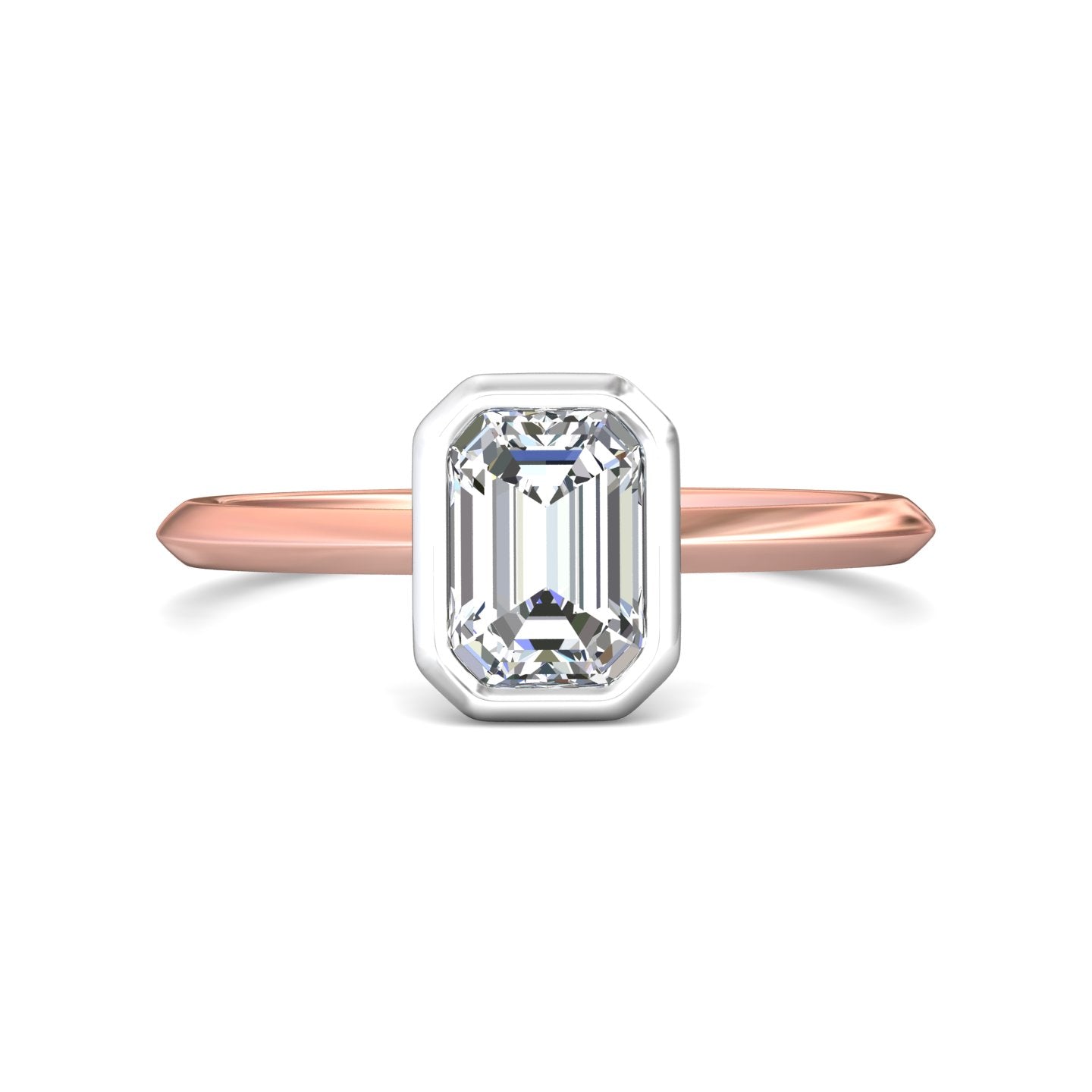 18K Gold White/Pink Solitaire Engagement Ring from the Solitaire collection - DERS32XS_18KWP_Em_7X5_Std_NA_NA