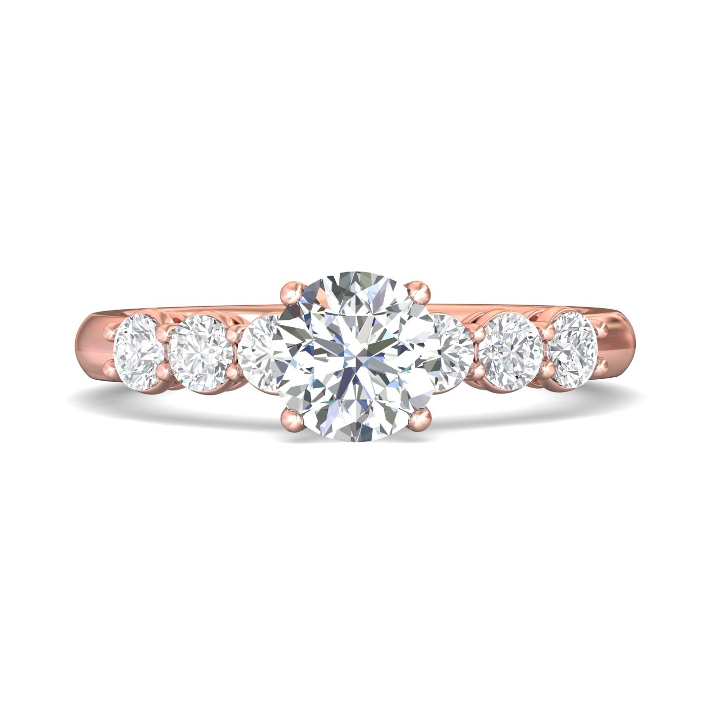 14K Gold Pink Channel/Shared Prong Engagement Ring from the Channel/Shared Prong collection - DERSP02AS_14KP_Rd_6.5_Prm_H-I_SI1
