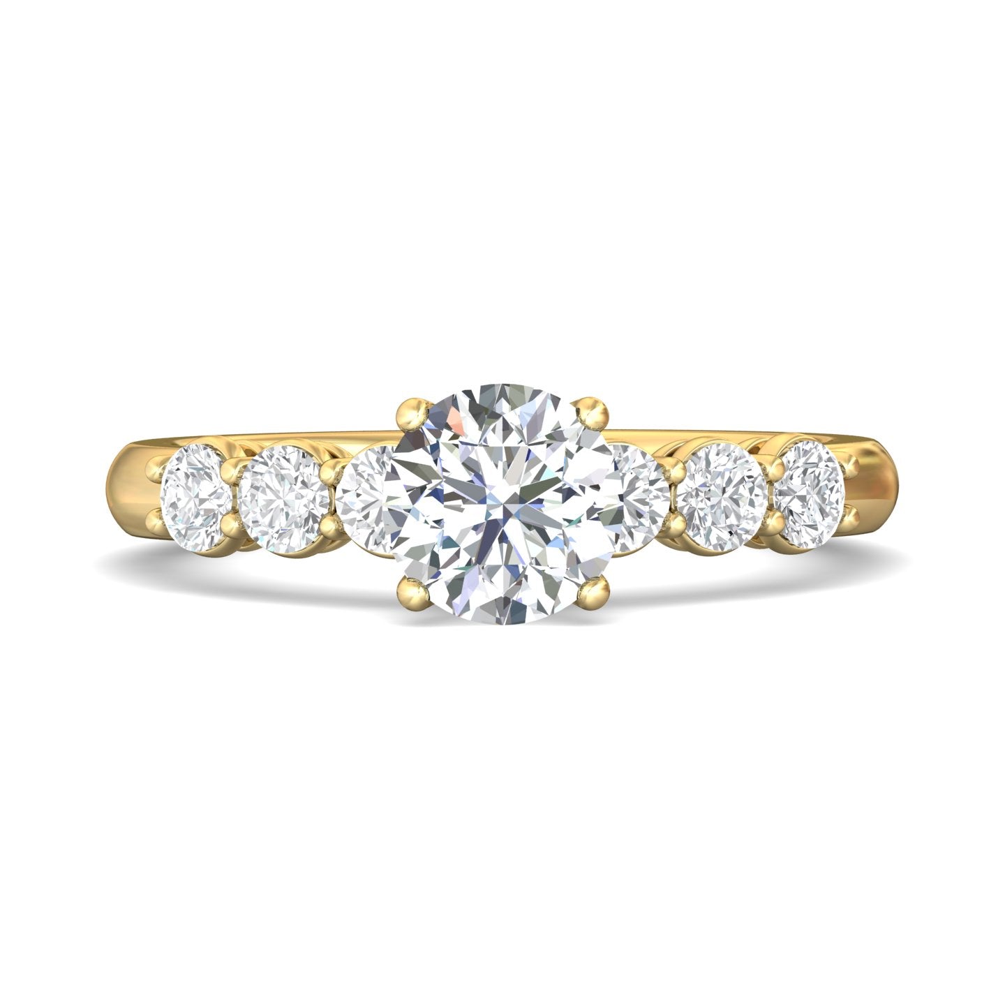 14K Gold Yellow Channel/Shared Prong Engagement Ring from the Channel/Shared Prong collection - DERSP02AS_14KY_Rd_6.5_Prm_H-I_SI1