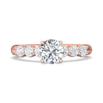 18K Gold Pink Channel/Shared Prong Engagement Ring from the Channel/Shared Prong collection - DERSP02AS_18KP_Rd_6.5_Prm_H-I_SI1