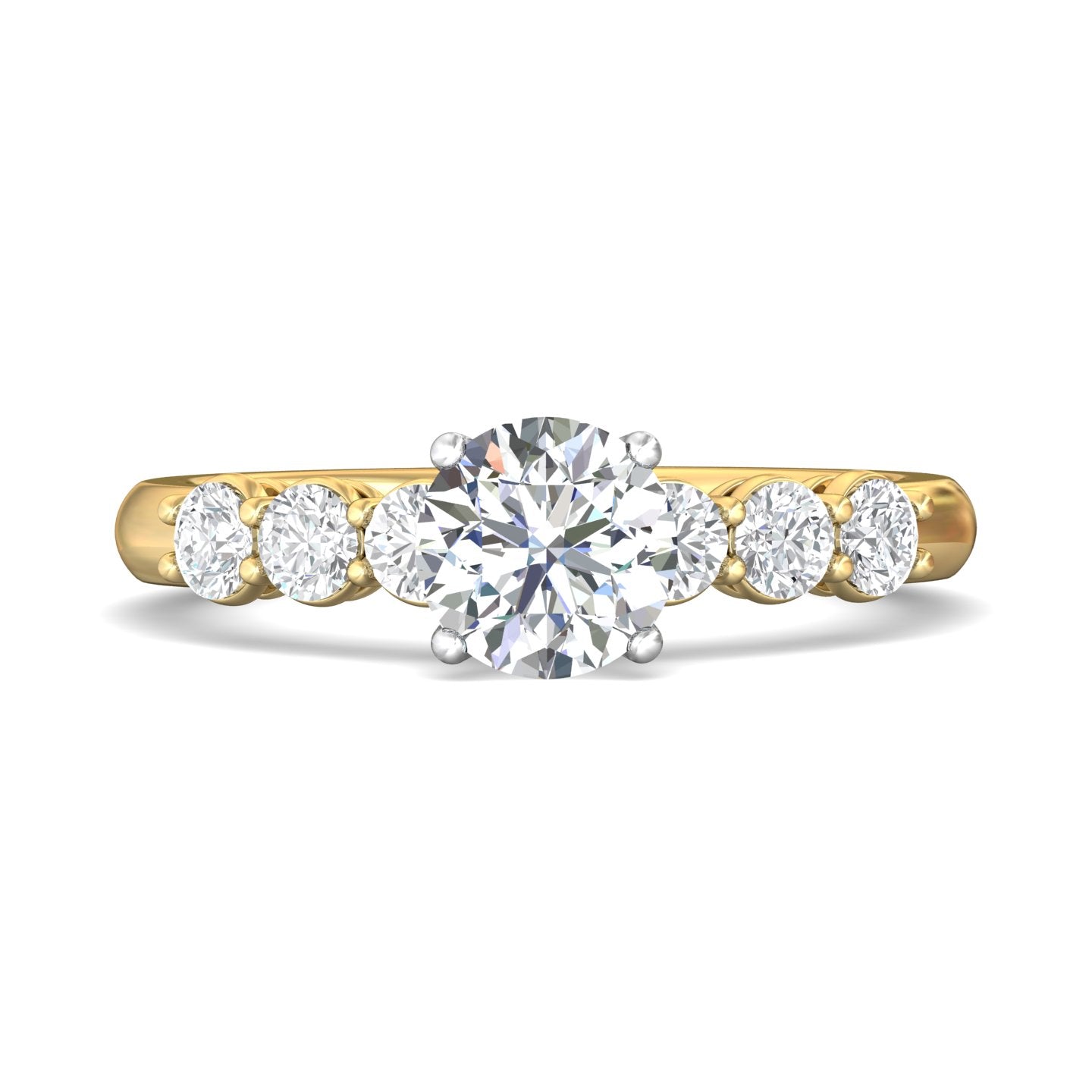 18K Gold White/Yellow Channel/Shared Prong Engagement Ring from the Channel/Shared Prong collection - DERSP02AS_18KWY_Rd_6.5_Prm_H-I_SI1