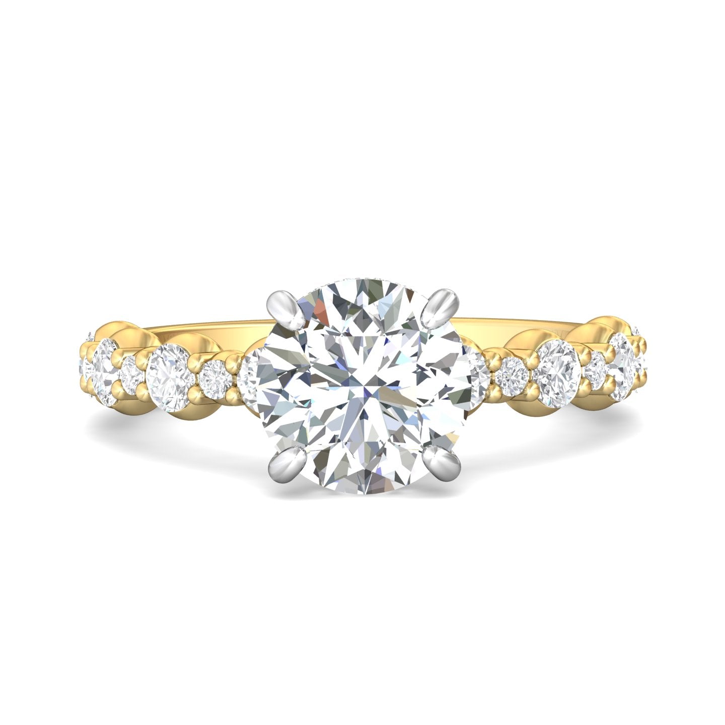 14K Gold/Platinum Yellow/White Channel/Shared Prong Engagement Ring from the Channel/Shared Prong collection - DERSP14S2R_14KYPL_Rd_8.0_Std_H-I_SI2